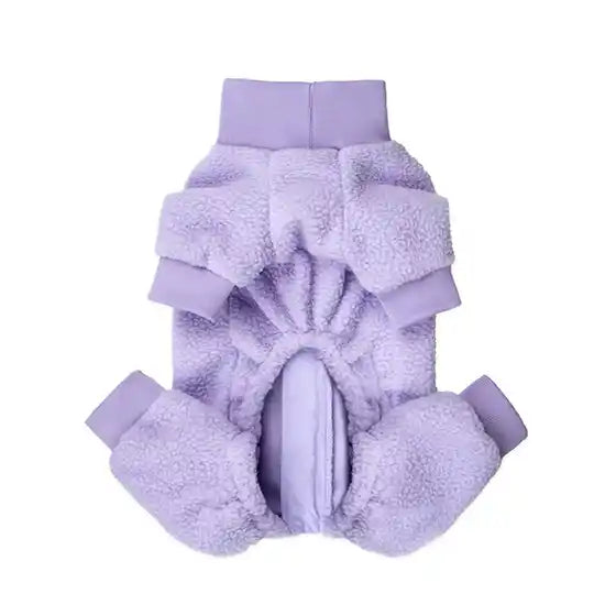 lavender outdoor dog onesie underside