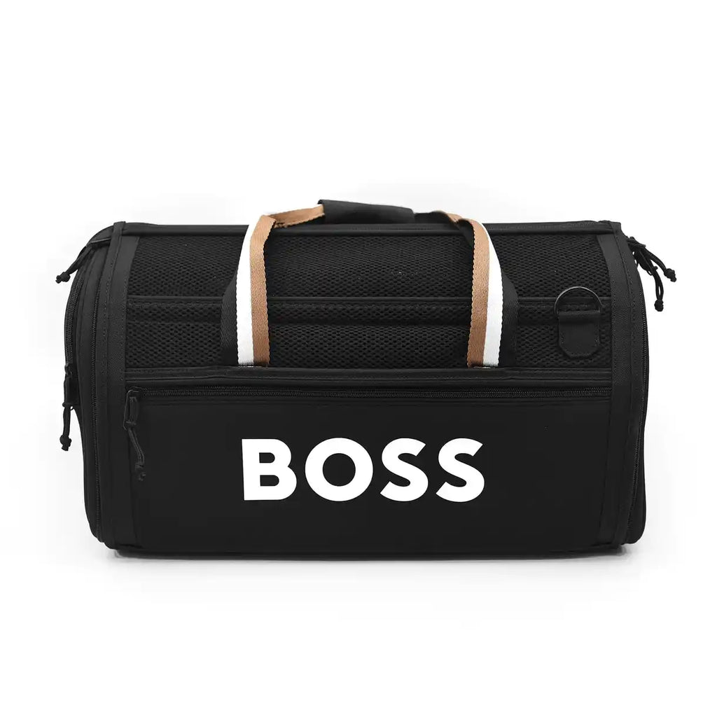front view of BOSS dog travel bag in jet black