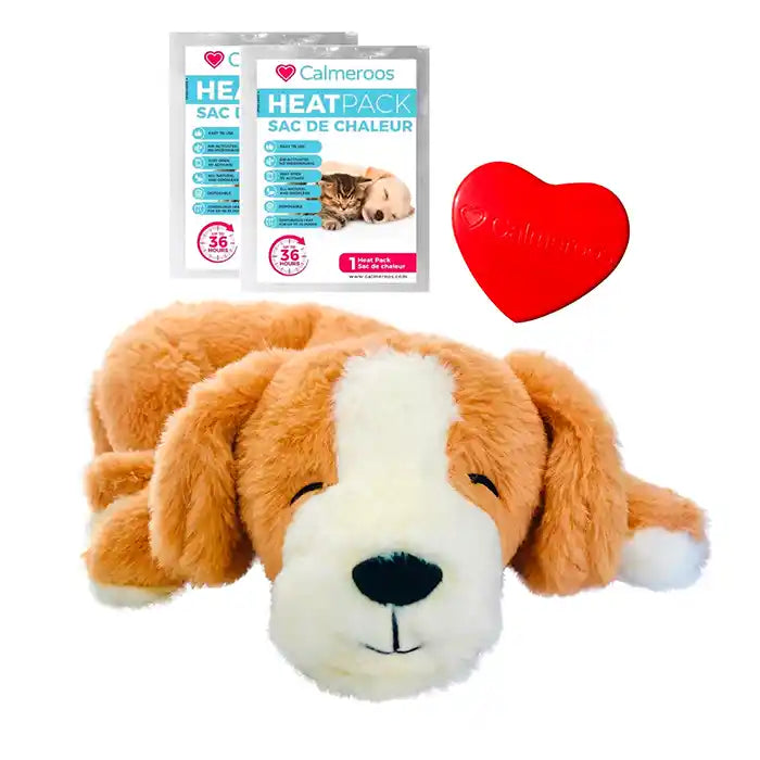 calmeroos puppy toy with heartbeat simulataor and heat pack