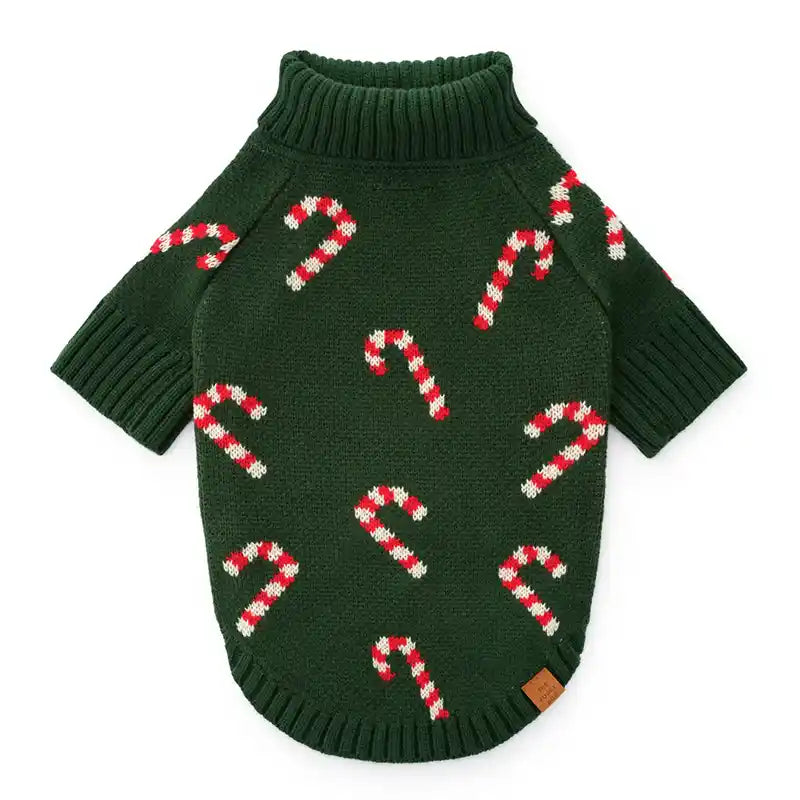 Evergreen Candy Canes Foggy Dog Sweater