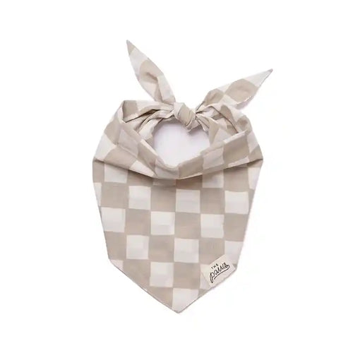 beige checked pet dog bandana