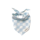 sky blue checked pet dog bandana