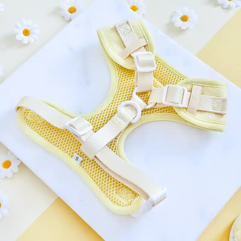 Back side of yellow daisy harness