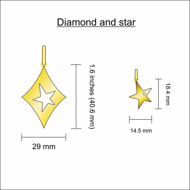dimensions of diamond and star charms