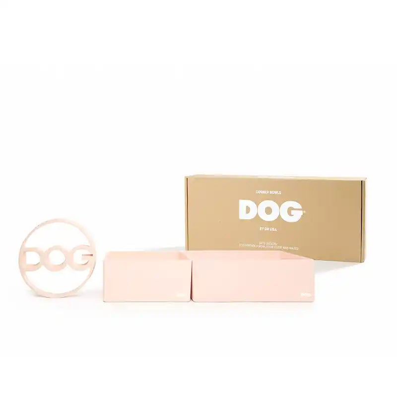 Dog Bowl Set by Dr Lisa in Blush Packaging