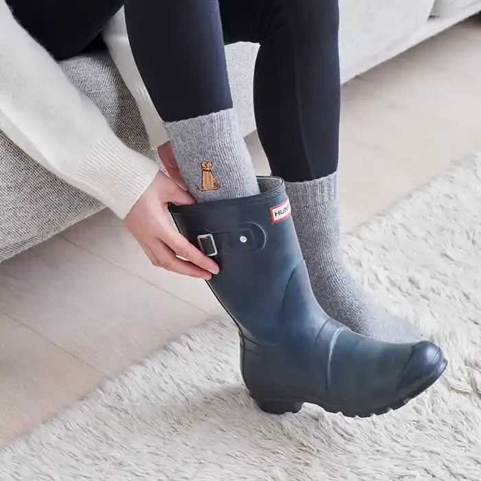 dog walking socks with hunter boots