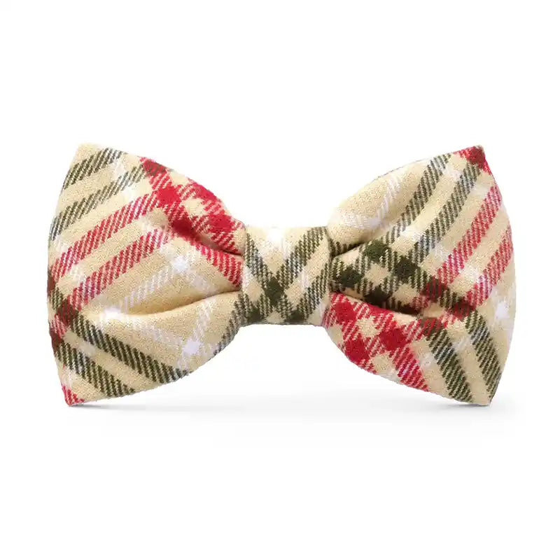 Plaid Eggnog Dog Bow Tie