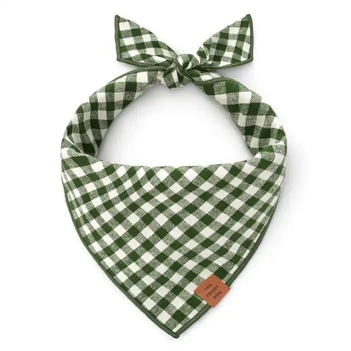 foggy dog green gingham bandana