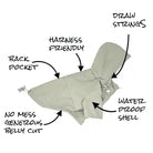 miamore moss green dog raincoat diagram of features side view