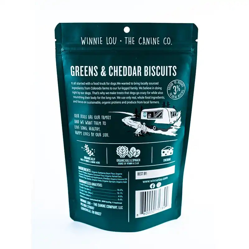 green and cheddar treats back of packaging