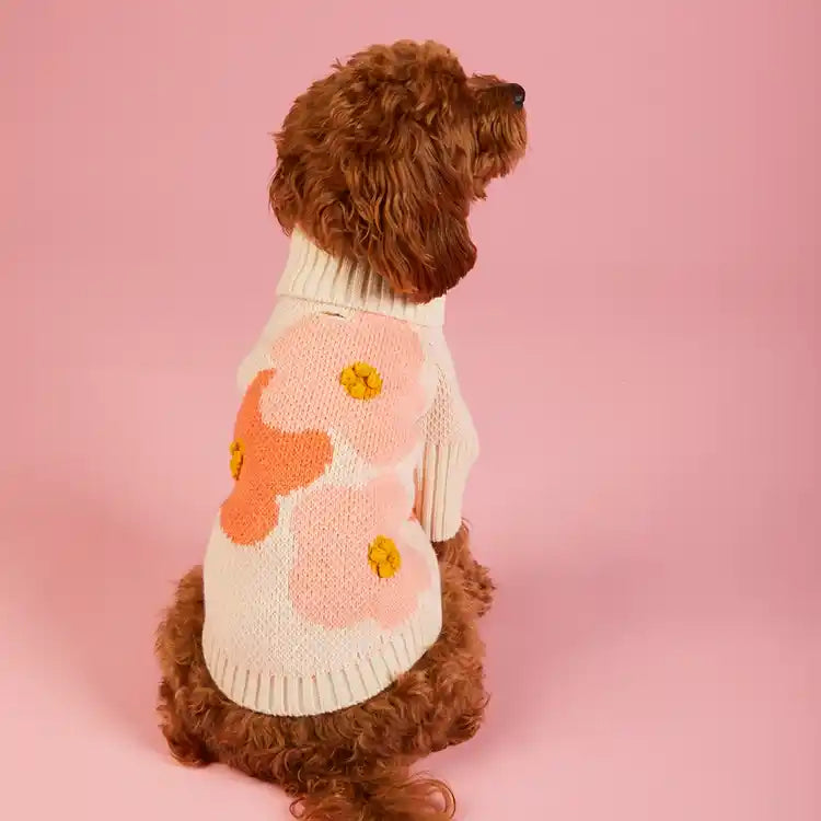 In Bloom Dog Sweater Back Styled