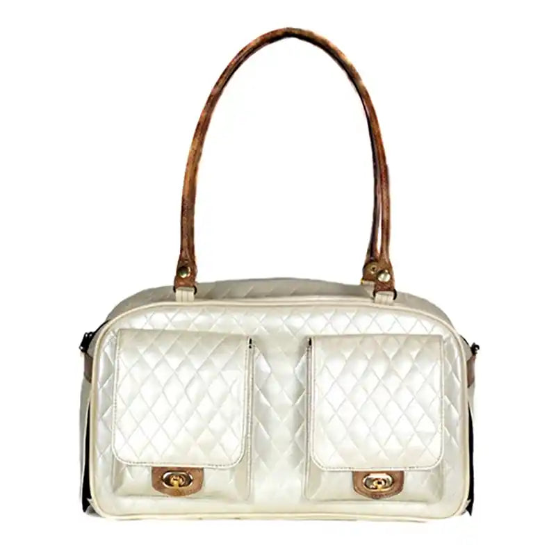 quilted ivory dog carrier