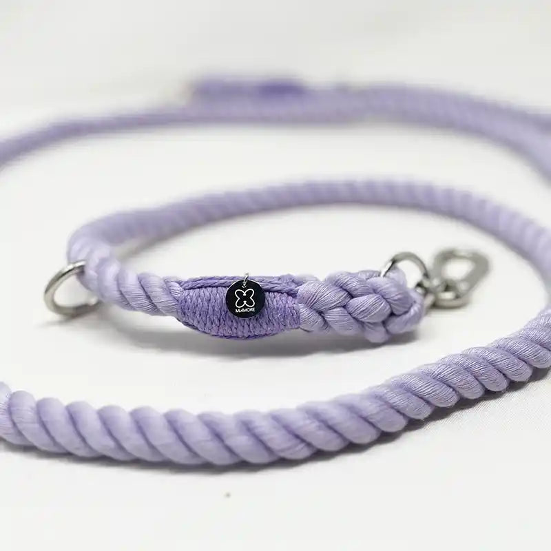 lavender  closeup MiAmore Hands-Free Multi-functional Rope Dog Leash 