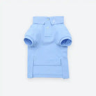 Light blue dog polo shirt on a white background