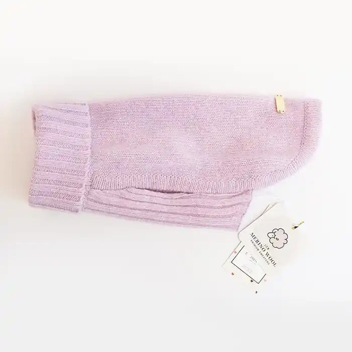 LCB lavender merino wool dog sweater side