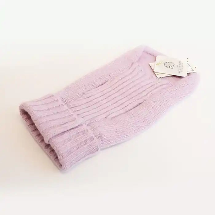 LCB lavender merino wool dog sweater underside