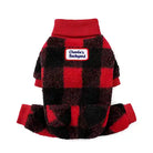 monster red check dog warmer onesie