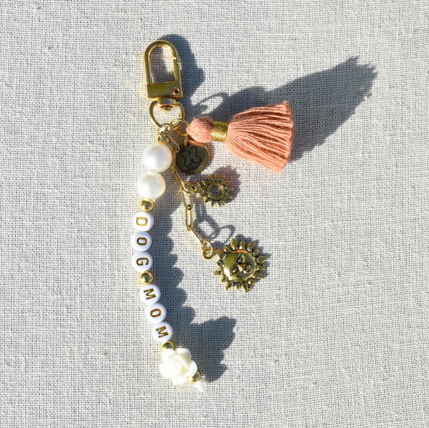 chic handmade dog mom bag charm key chain 