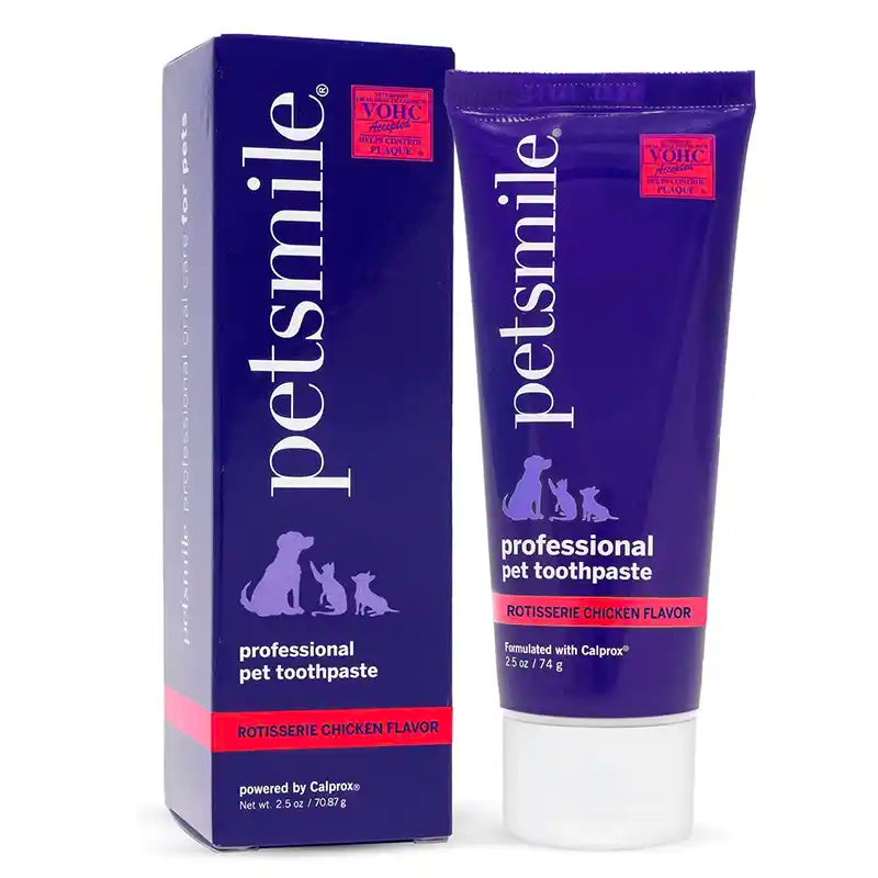 Petsmile professional pet toothpaste packaging and toothpaste bottle in rotisserie chicken flavor 