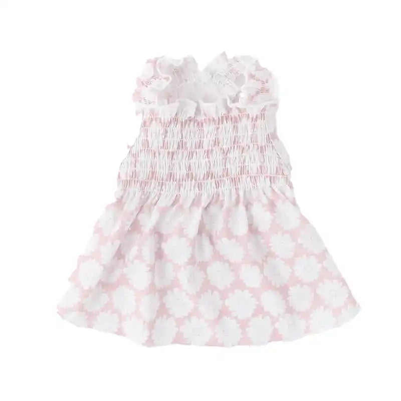 pink smocked daisy dog dress