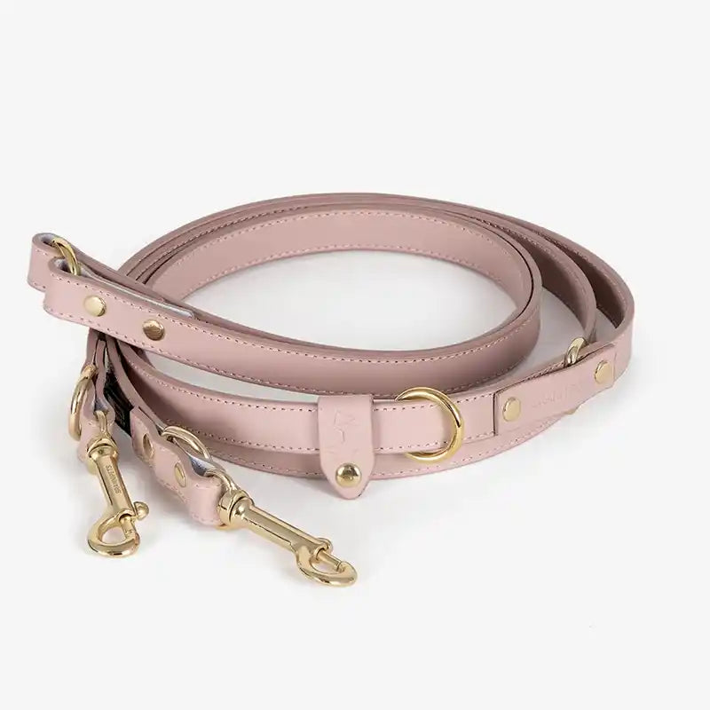 pink italian leather leash