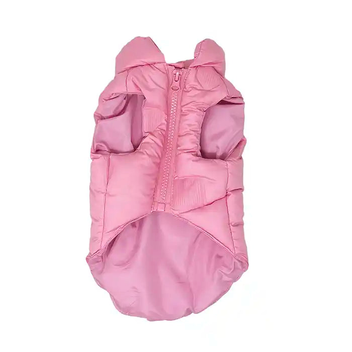 pink puffer vest underside