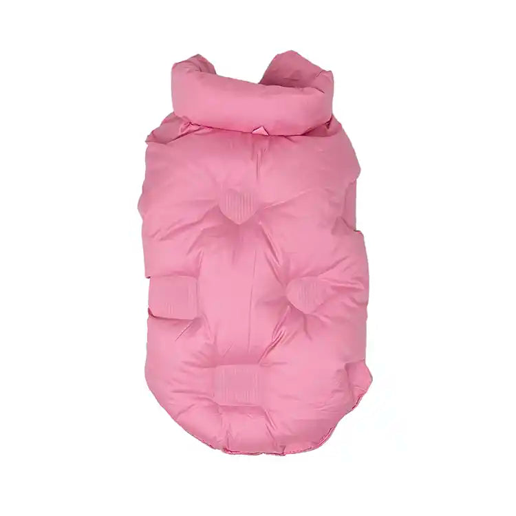 pink puffer dog vest with hearts