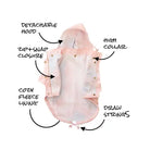 miamore blush pink raincoat diagram open