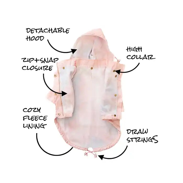 miamore blush pink raincoat diagram open