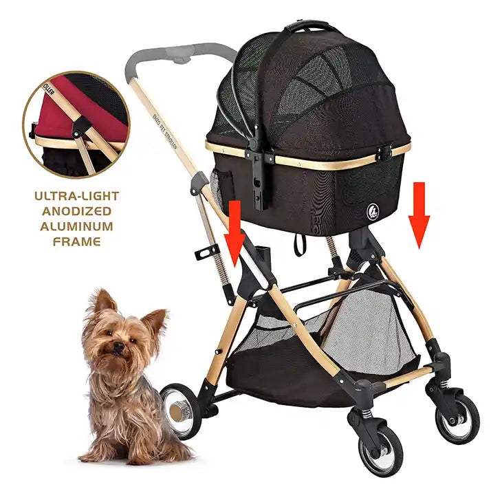 Pista Lightweight 3-in-1 Travel Pet Stroller (up to 45 lbs) - Basket Diagram