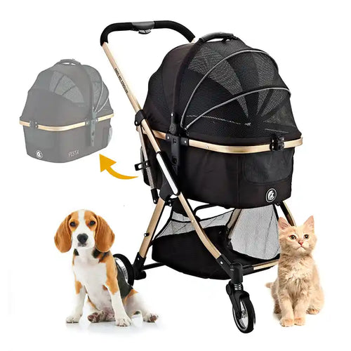 Pista Lightweight 3-in-1 Travel Pet Stroller (up to 45 lbs) - Black