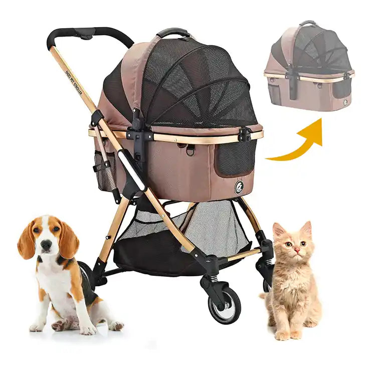Pista Lightweight 3-in-1 Travel Pet Stroller (up to 45 lbs) - Tan