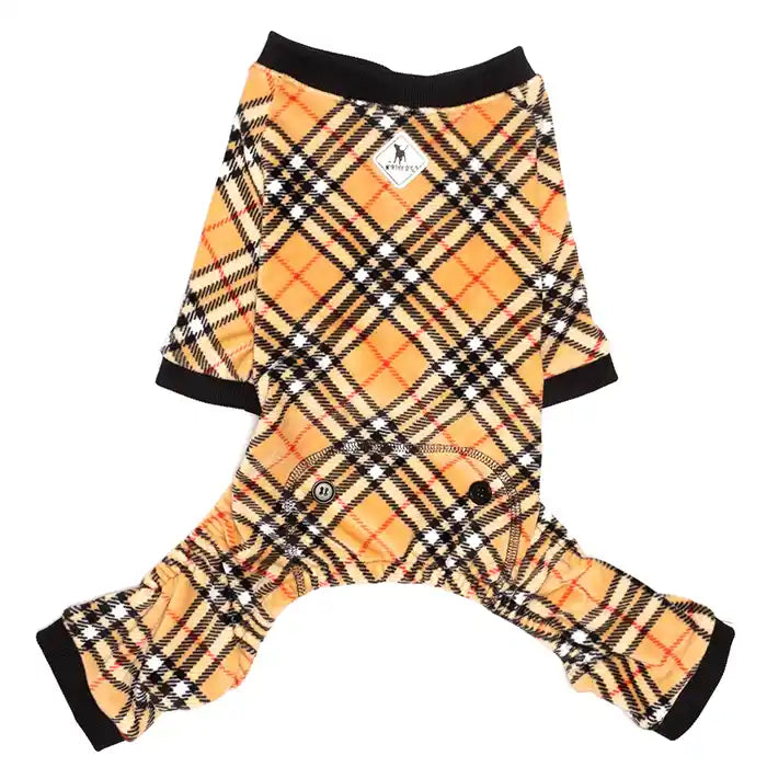 worthy dog tan plaid pjs