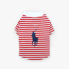 red polo striped big pony logo dog crewneck shirt