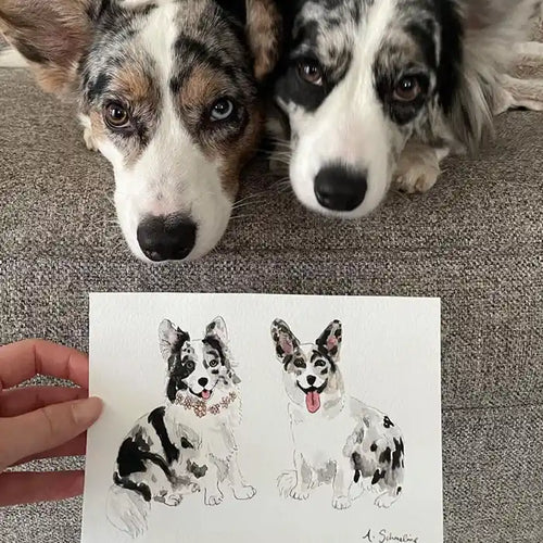 custom pet portrait od 2 dogs