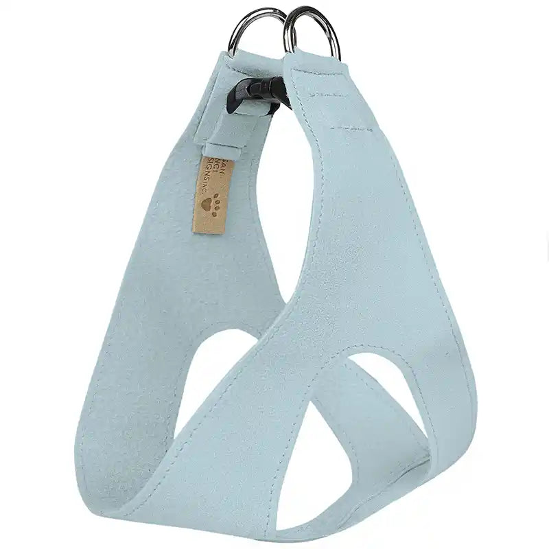 Baby blue Susan Lanci Step-in dog harness 