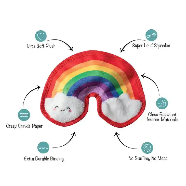 durable rainbow dog toy diagram