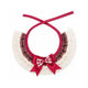 Red plaid pet bib collar with lace trim and bow.