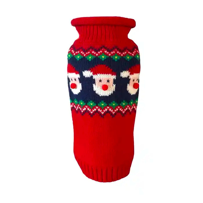 santa faces fair isle dog sweater