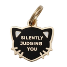 silently judging you cat ID charm tag
