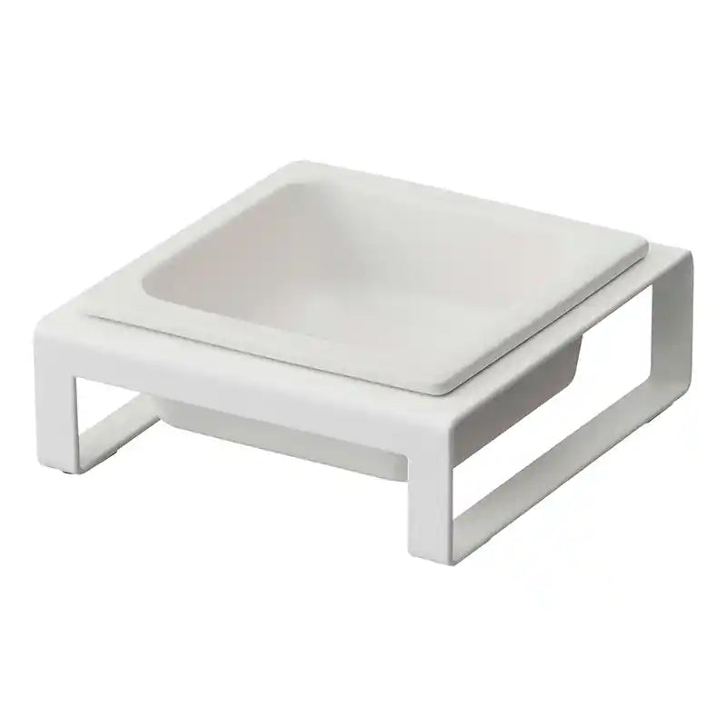 yamakazi single pet bowl in white short