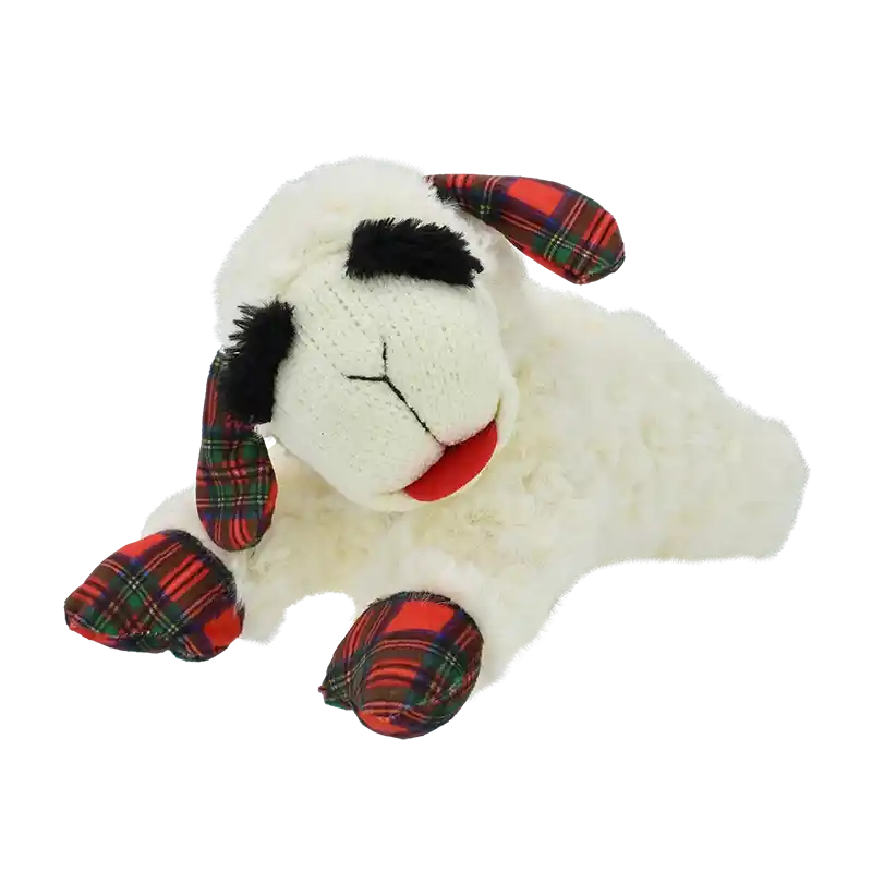 lamb chop tartan plaid holiday dog toy 