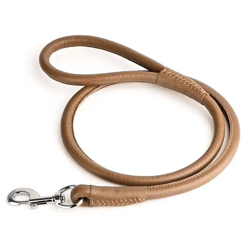dark taupe leather dog leash