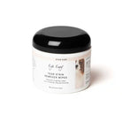 Tear stain remover wipes container with black lid on a white background