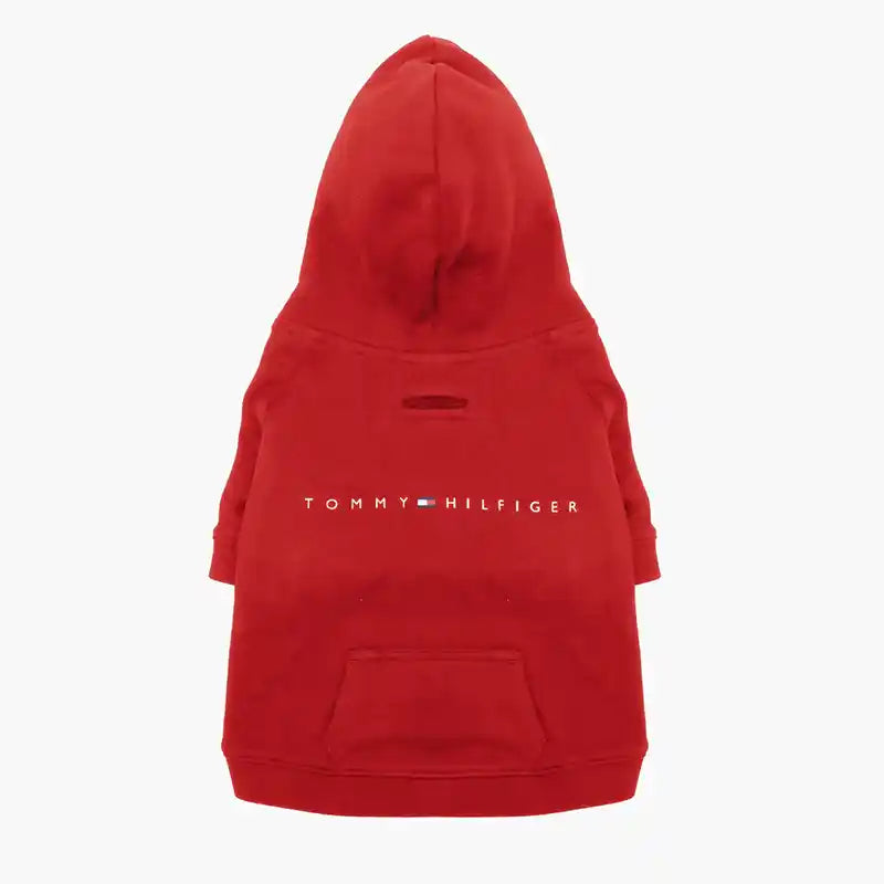 Tommy Hilfiger red dog hoodie with hood and back logo
