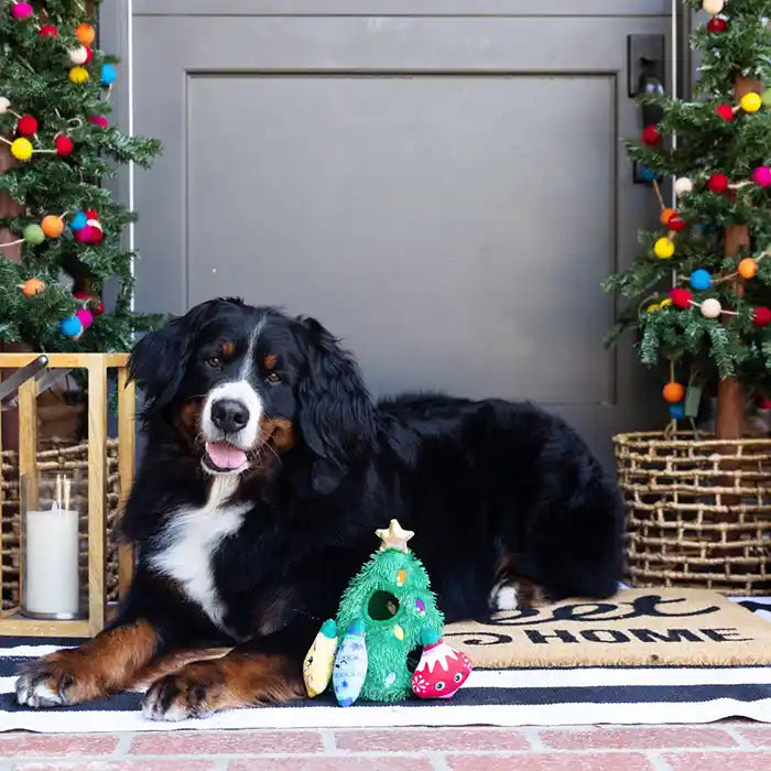 christmas tree burrow dog toy saint bernard