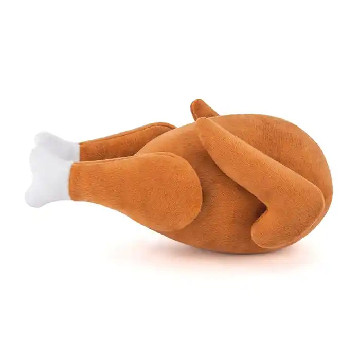 whole turkey plush dog toy side view