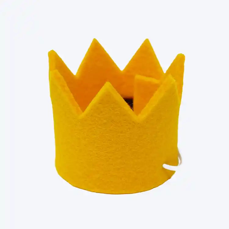 felt yellow party dog crown