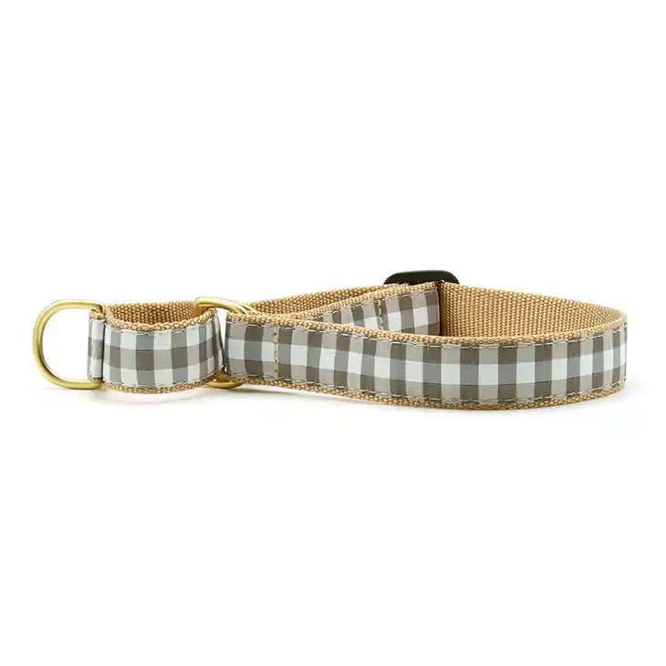 Up Country Gray Buffalo check martingale dog collar