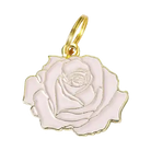 pink rose pet id tag